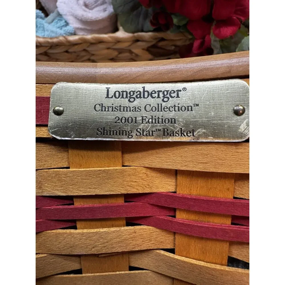 Longaberger Christmas Collection 2001 Shining Star Basket Liner Lid Preowned